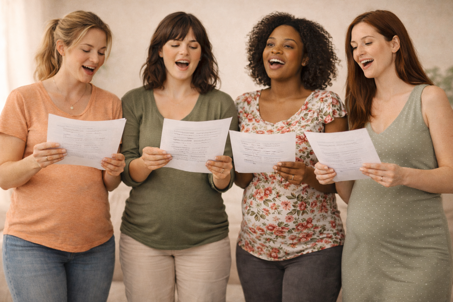 Group of pregnant women smiling
